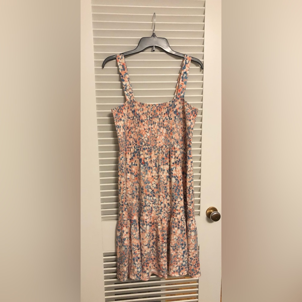 Loft Size L pink and blue Summer Sundress 95% Rayon